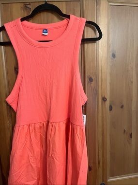 Old Navy Coral Sleeveless Peplum Dress
